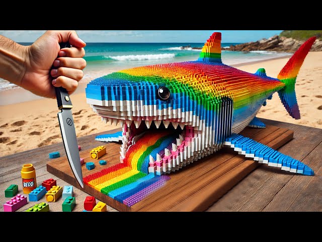 LEGO Seafood: How to Make a Lego RAINBOW GIANT FISH | Lego Cooking Seafood ASMR