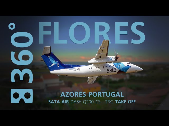 360° VR - FLORES AZORES [ aeroport  plane take off ] - Vilin360