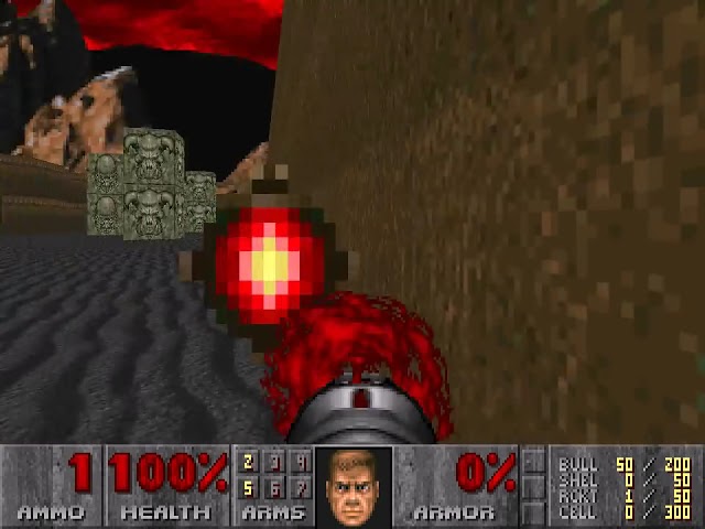 Player outruns rocket in Doom