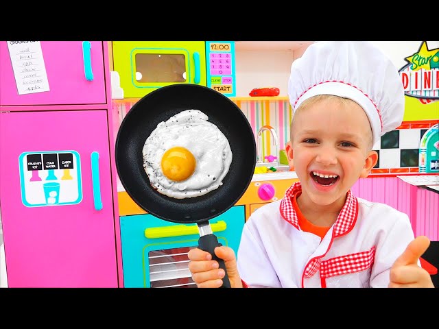 Vlad and Niki Cooking Breakfast for Mama