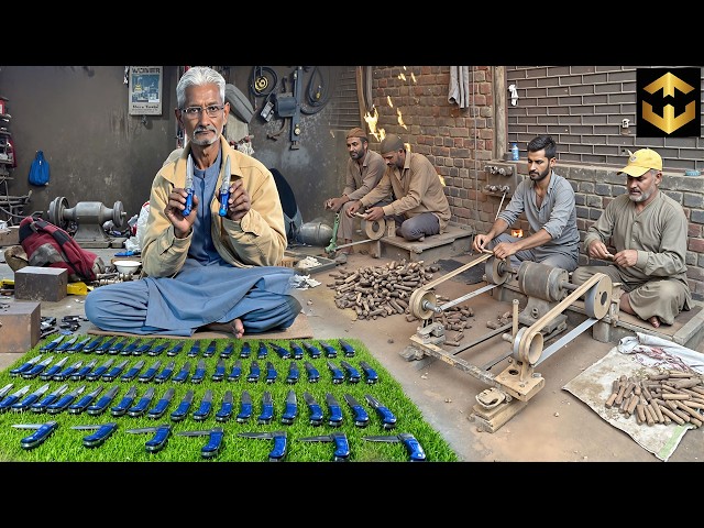 Amazing Process of Making LockBack Pocket Knife | Damascus Folding Knife Factory Mass Production