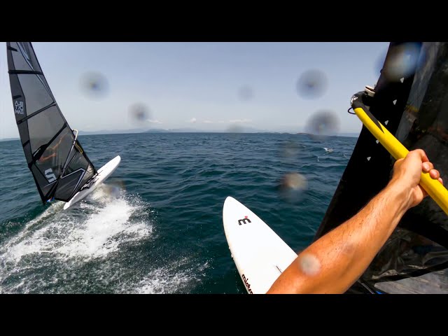 12km Windsurf CROSSING with my dad RACEBOARDING