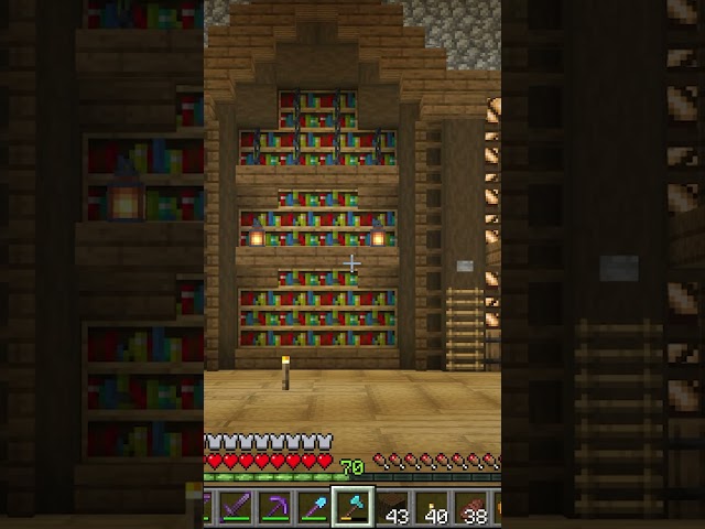 The FINAL LIBRARY VILLAGER TRADING HALL WALL In My 1 YEAR Minecraft Survival World - Day 104 #shorts