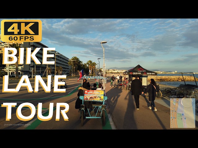 BIKE TOUR 🚴‍♂️Cagnes-sur-Mer ➡️ Nice Port 🚴‍♂️ / Raw Footage 🎥 4K@60fps & 3D Audio –  Sunset 🌅