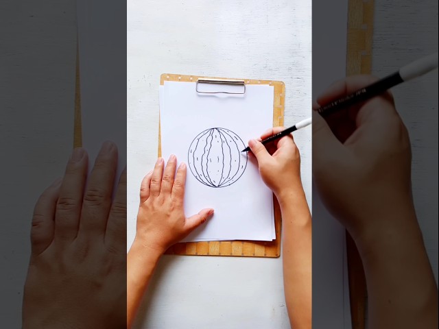 TUTORIAL ON DRAWING WATERMELON FROM CIRCLES.#art #watermelon #fruit #illustration #sketch #tutorial