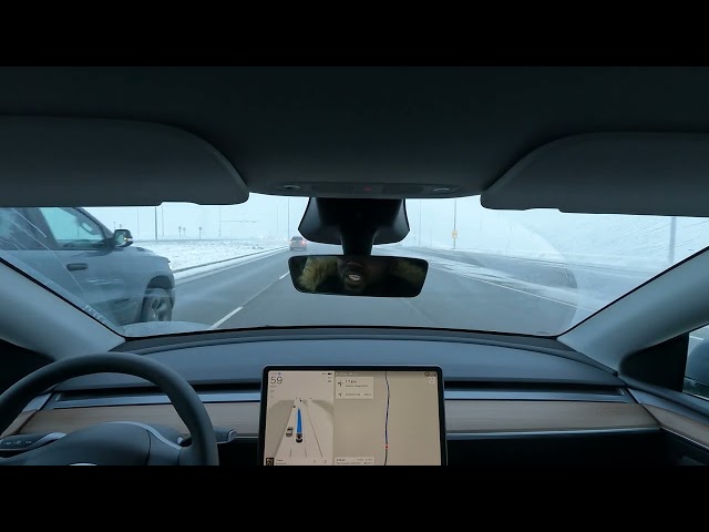 Tesla FSD 13.2.2 Driving Under Heavy Fog in Calgary | 2024