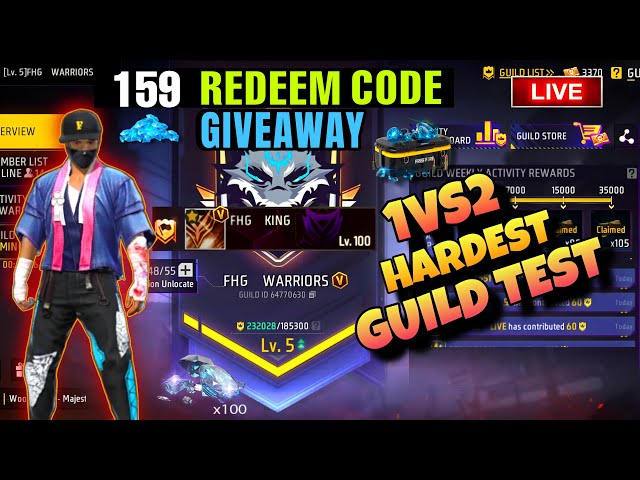 FREE FIRE LIVE V BADGE GUILD TESTING | GUILD TEST | YOUTUBER KA GUILD✅V BADGE GUILD