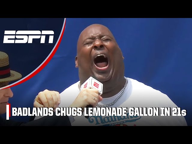 Badlands Booker sets NEW WORLD RECORD in Nathan's Famous Lemonade Chug Contest 🏆