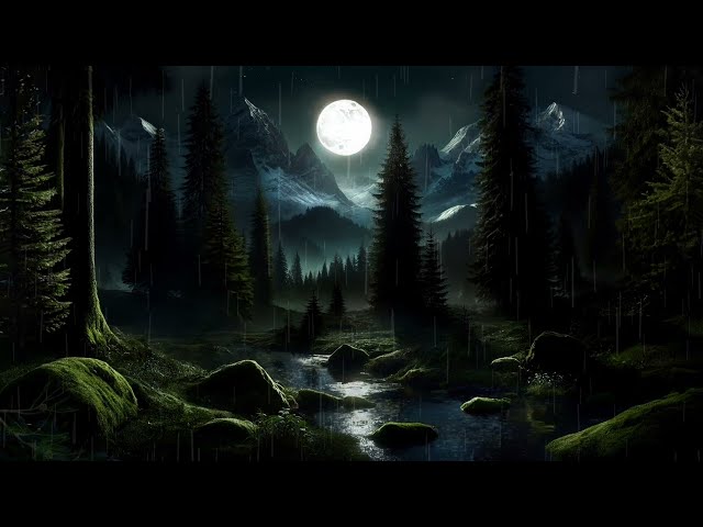 Night Rain Ambience | Soft Sounds of Rain in the Lush Forest for Relaxation, Reading, Deep Sleep