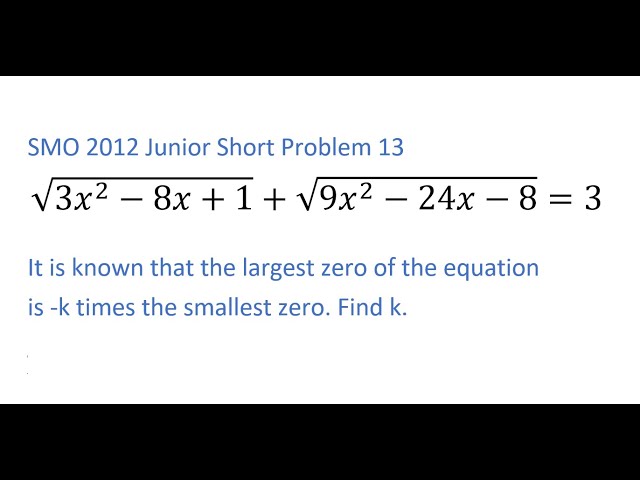 Substitution significantly simplifies SMO 2012 Junior Short Problem 13