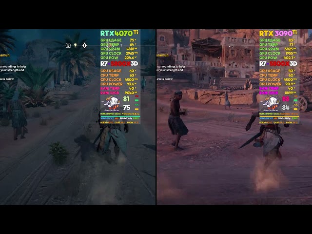 RTX 3090 Ti vs RTX 4070 Ti | AC Origins | 4K ULTRA R7-5800X3D