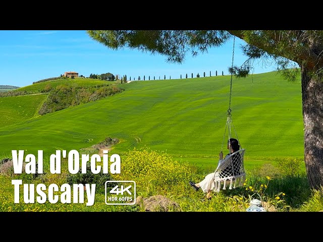 🇮🇹 Tuscany: Walking tour in the picture-perfect landscapes in Val d'Orcia, Spring | ASMR