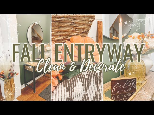 FALL ENTRYWAY CLEAN & DECORATE | FALL HALLWAY DECOR IDEAS | NEW CURTAINS FOR THE FRONT DOOR WINDOWS