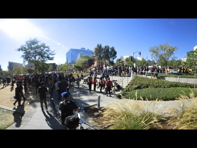 Protesters gather at Grand Park in downtown Los Angeles