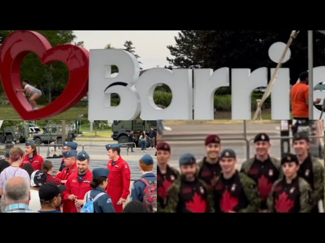 🇨🇦 Walk around downtown  Barrie Ontario Canada In The Night time meet paratroopers and pilots.