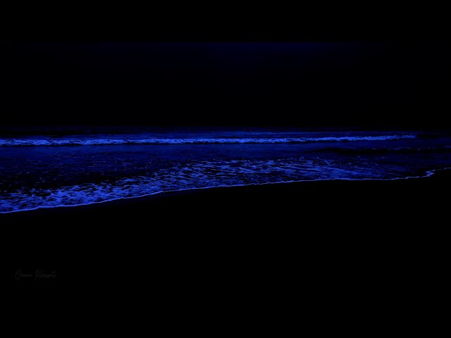 24 hours of ocean sounds on dark screen for sound sleep on private beach at night