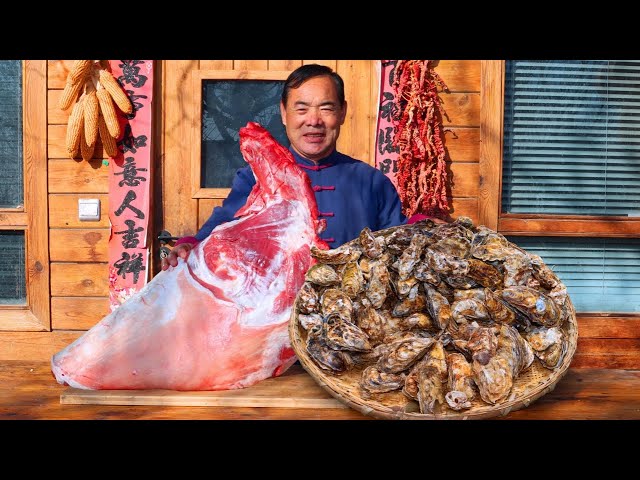 Unique Lamb Recipe! Steamed Plump JUICY Oysters Braised& Stewed with Giant Lamb!|Uncle Rural Gourmet