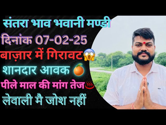 संतरा की शानदार आवक😍 बाज़ार सामान्य||भवानी मंडी दिनांक 07-02-25 today orenge rate Bhawanimandi