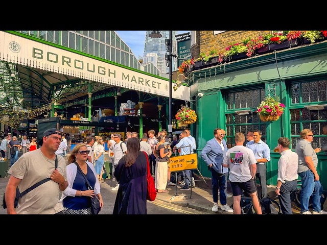 London, UK 🇬🇧 South Bank to Borough Market & Tower Bridge - Summer Walk Tour · 4K HDR