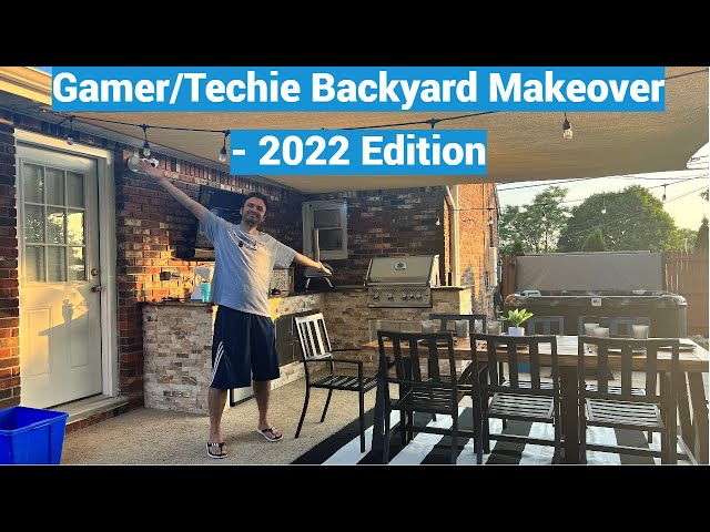 Gamer/Techie Backyard Makeover Full Tour 2022 Edition - Outdoor Kitchen, Firepit, Hotub and More!