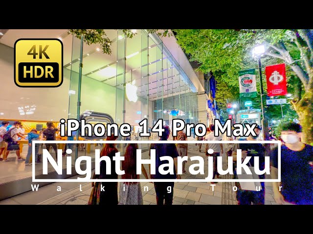 [ iPhone 14 Pro Max Test 3: Ultra Wide Lens ] Night Harajuku Walking Tour - Tokyo Japan [4K/HDR]