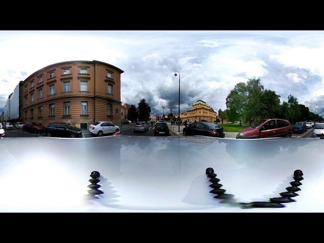 360 camera on top of my car driving through Zagreb center