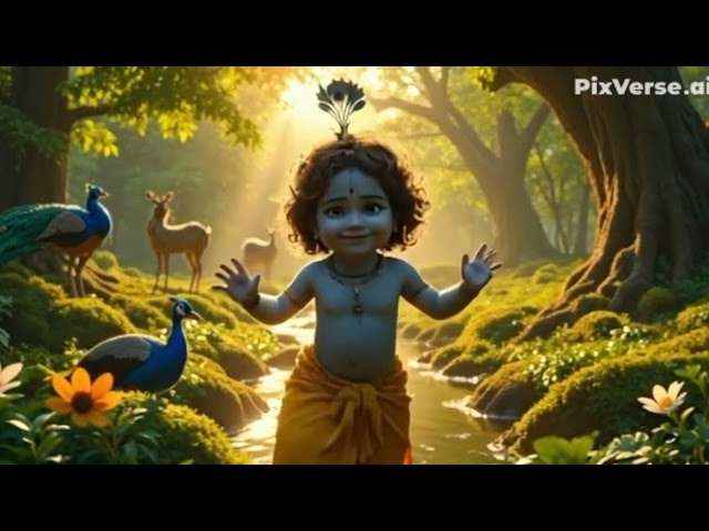 Divine Flute Meditation: Lord Krishna's Joyful Forest Journey