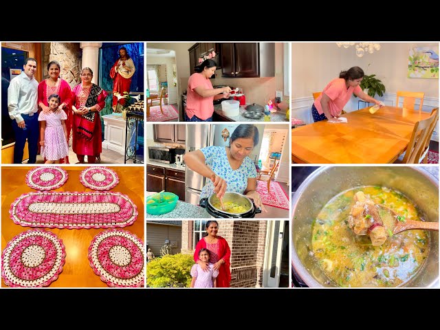 Enga easter kondattam- Aattukaal paya and idly - dining table crochet set - Full two days vlog