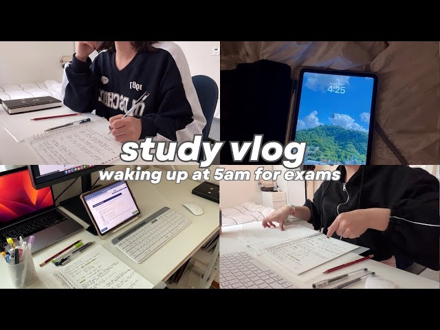 EXAM STUDY VLOG 📚 | waking up at 5am | my realistic uni life? in Korea 🇰🇷