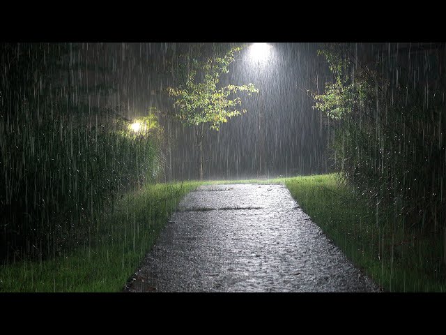 Intense heavy rain for insomnia on a rainy night, rain sound ASMR to quickly fall asleep