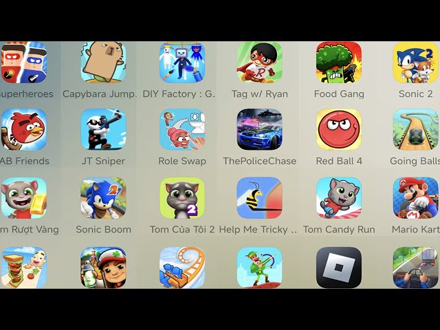 Angry Birds Fiends,Sonic2,Superheroes,Food Gang,Role Swap,JT Sniper,Tag W Ryan,Capybara Jump,DIY ...