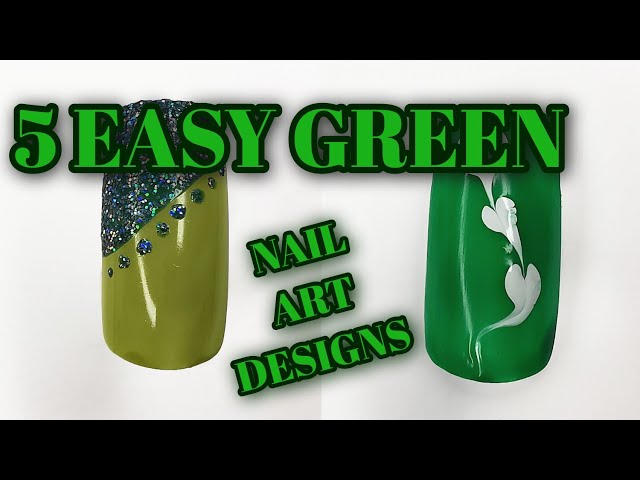 5 EASY GREEN NAIL ART DESIGNS | For beginners! | Nail Art Compilation