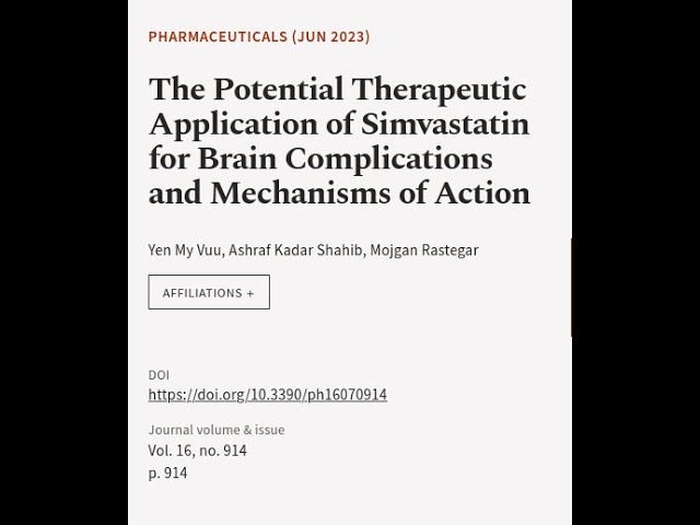 The Potential Therapeutic Application of Simvastatin for Brain Complications and Mech... | RTCL.TV