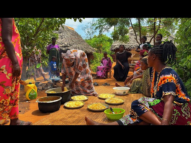 African Village life/Cooking Village food Green bananas with coconut milk