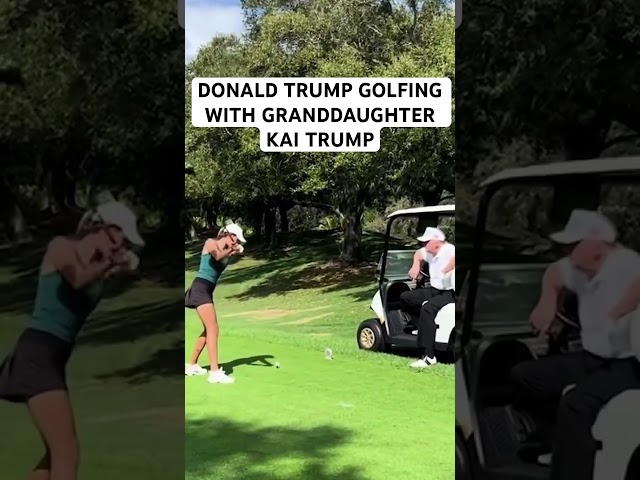 Donald Trump golfing with Kai Trump