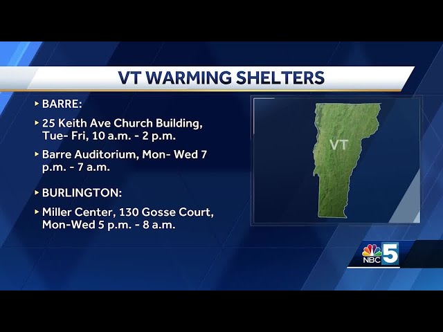 Multiple warming shelters open in Vermont during frigid weather