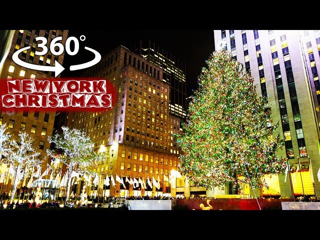 360 video - Christmas in New York City - Rockefeller Center Christmas Tree Lighting