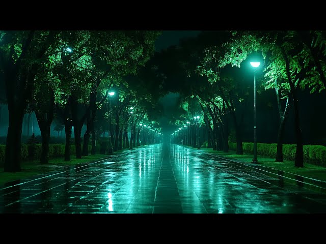 Ethereal Rain Sounds on a Quiet Street - Serene Night Ambience for Restful Sleep & Relaxation