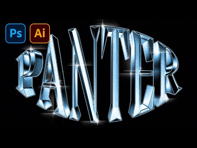 How to Make 3D Chrome Text Effect in Y2K Style in Photoshop and Illustrator Tutorial