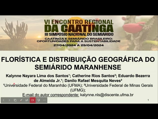 Florística e Distruibuição Geográfica do Semiárido Maranhense - Kalynne Nayara Lima dos Santos