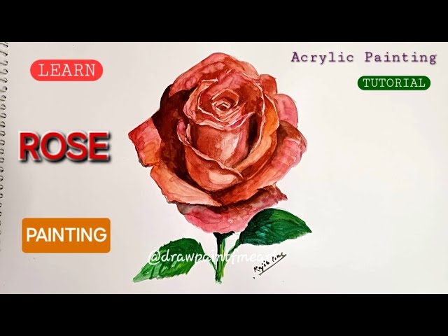 Rose Flower Acrylic Painting | Acrylic Painting Tutorial