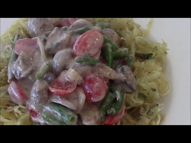 Mushrooms Green Beans and Tomato in Cream Sauce