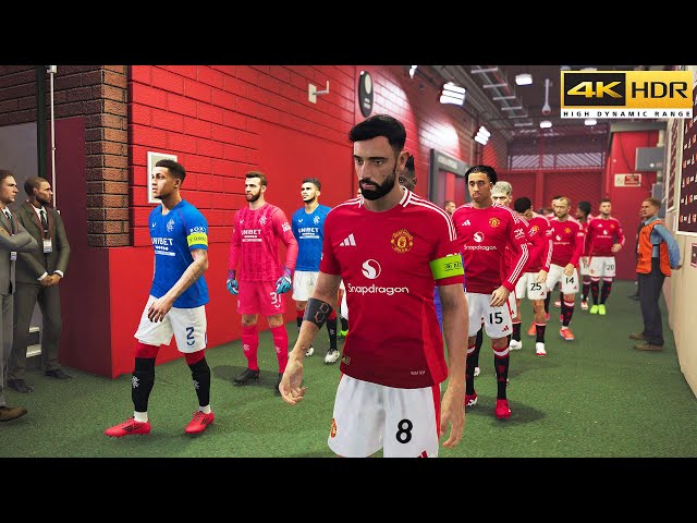 PES 2025 | Manchester United vs Rangers | REALISTIC UEFA EUROPA LEAGUE AI PREDICTION @ 4K 60FPS HDR