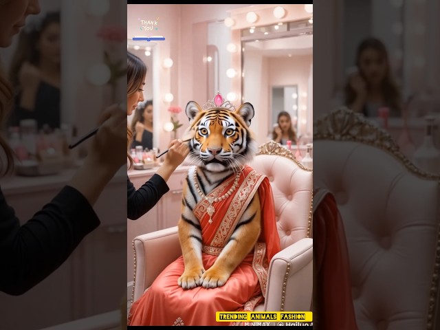 Cute tiger bridal makeup video, 😍🥰💕 #cute #bridal #makeup #funny #shorts