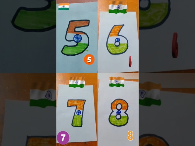 TRICOLOUR🇮🇳 FLAG on Numbers 5,6,7,8 #indiaflag #numbers #trending #viralvideo