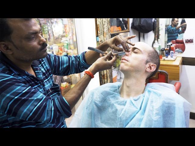 Authentic Indian Barbershop Shave in Kolkata | Soothing ASMR Razor Sounds