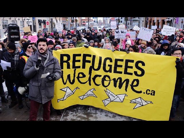 360° video: Human chain around U.S. Embassy in Ottawa