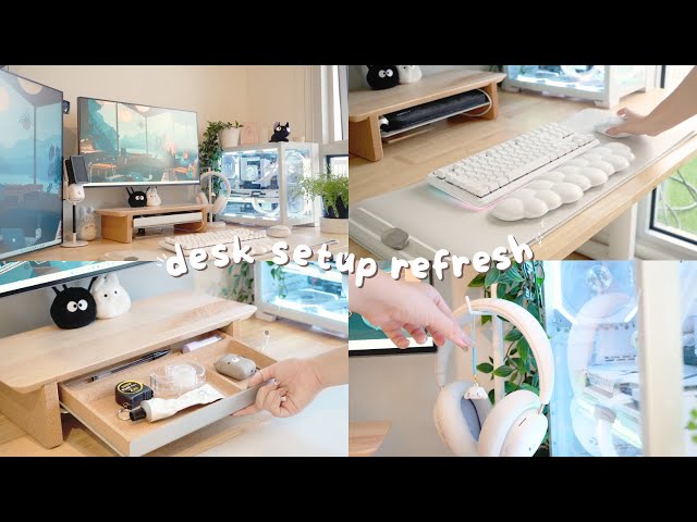 cozy desk setup | unbox, organise, & refresh with me ☕☁️✨