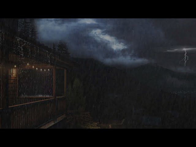 Big Storm Outside the Wooden Porch on The Hill  | High winds and thunder | 11 Hours of Relaxation