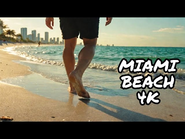 4K UHD Beach Walk / Miami  Walking Through The Most Beautiful Beach On Earth